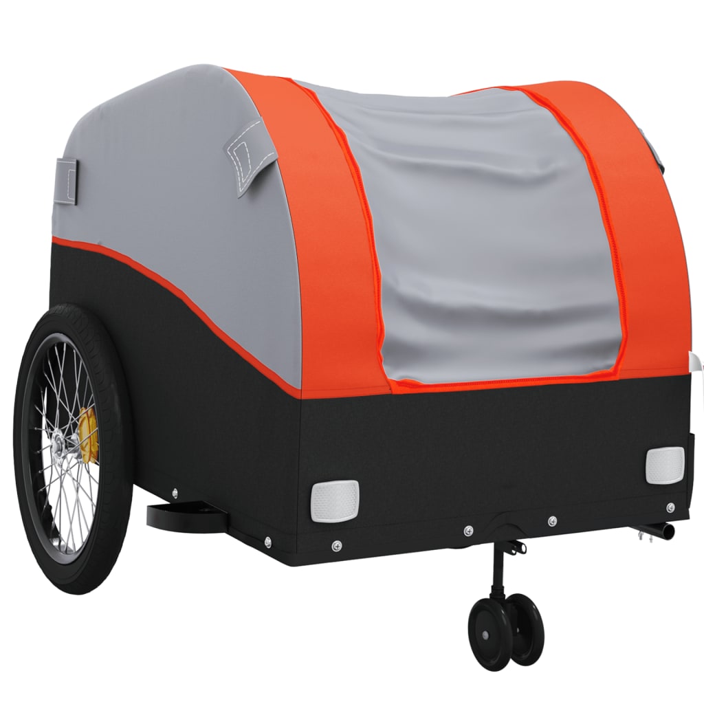 vidaXL Bike Trailer Black and Orange 99.2 lb Iron