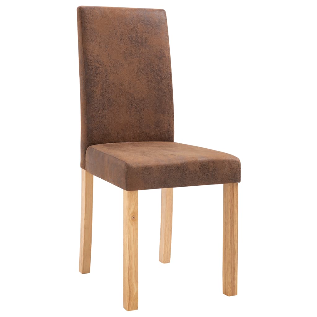 vidaXL Dining Chairs 2 pcs Brown Faux Suede Leather