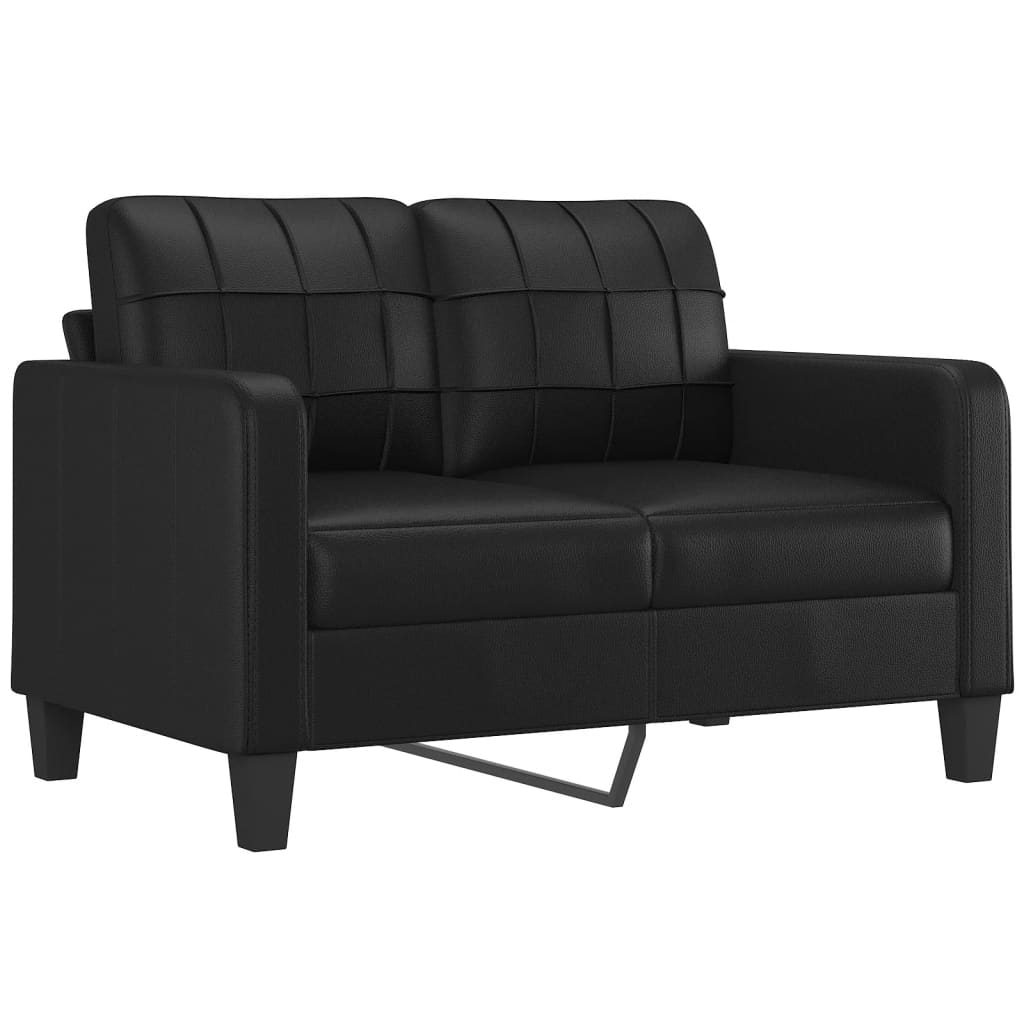 vidaXL 3 Piece Sofa Set with Pillows Black Faux Leather