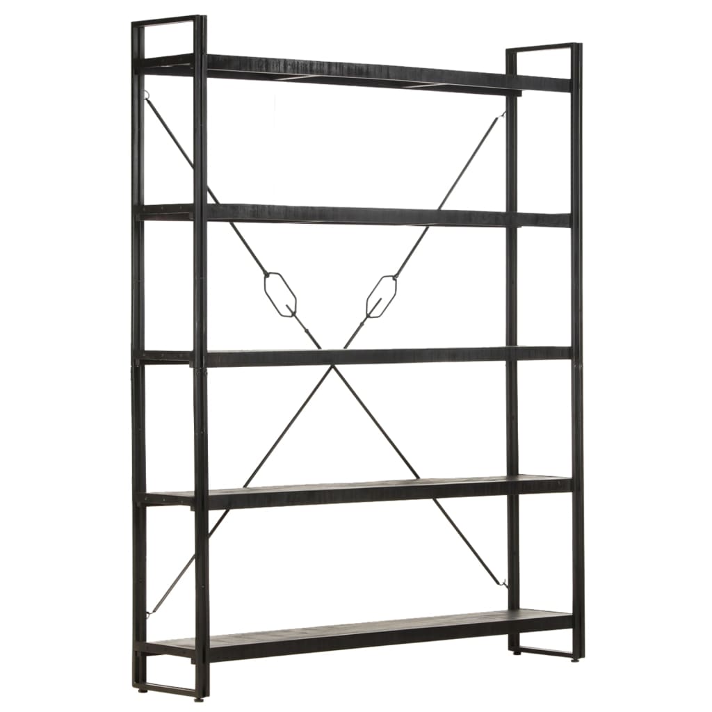 vidaXL 5-Tier Bookcase Black 55.1"x11.8"x70.9" Solid Mango Wood