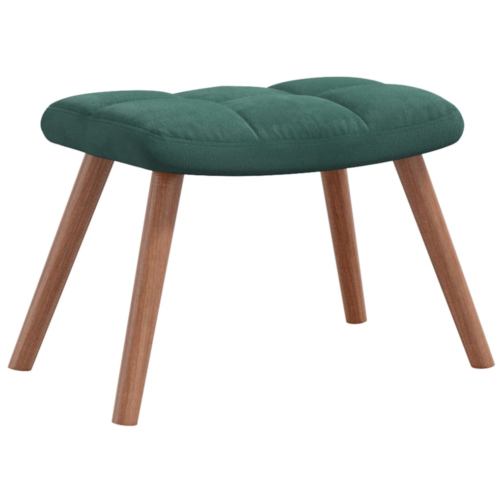 vidaXL Rocking Chair with a Stool Dark Green Velvet