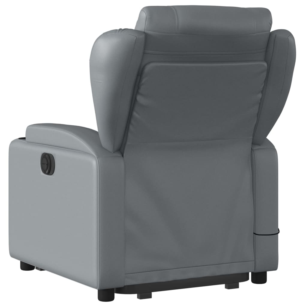 vidaXL Stand up Massage Recliner Chair Gray Faux Leather