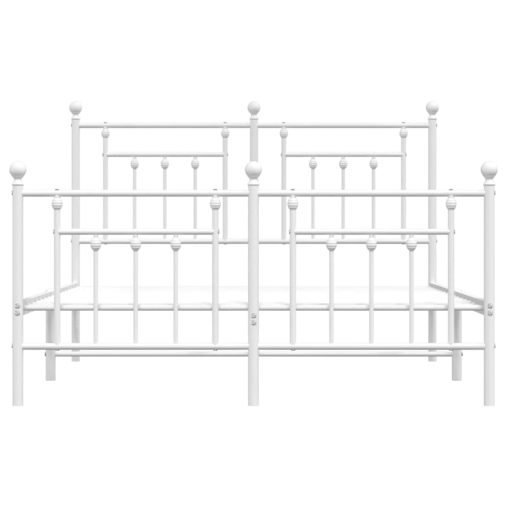 vidaXL Metal Bed Frame without Mattress with Footboard White 59.1"x78.7"