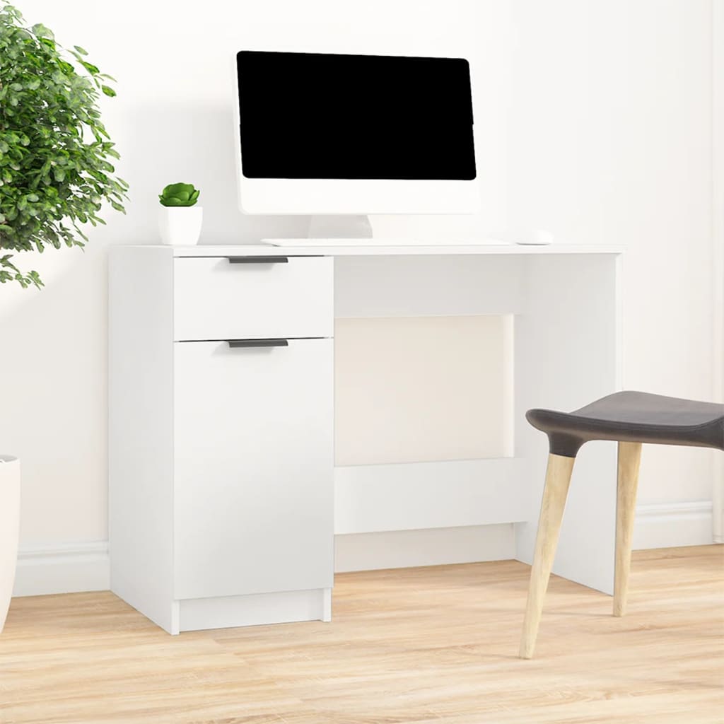 vidaXL Desk White 39.4"x19.7"x29.5" Engineered Wood