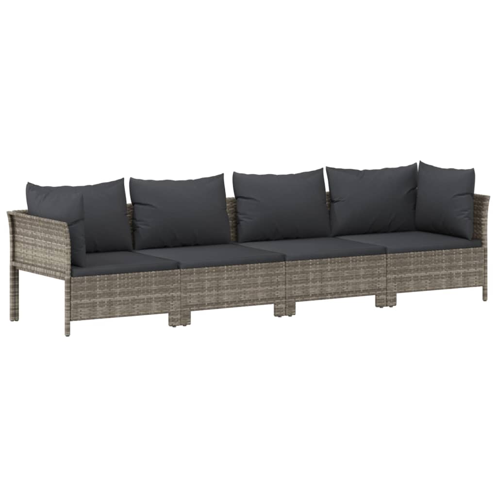 vidaXL 11 Piece Patio Lounge Set with Cushions Gray Poly Rattan