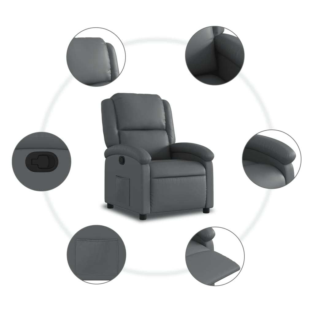 vidaXL Recliner Chair Gray Faux Leather