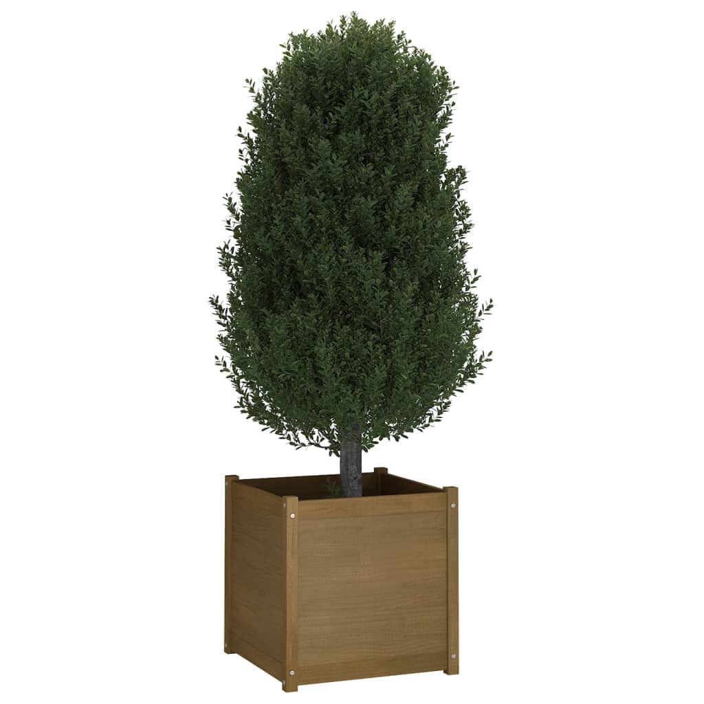 vidaXL Garden Planter Honey Brown 23.6"x23.6"x23.6" Solid Wood Pine