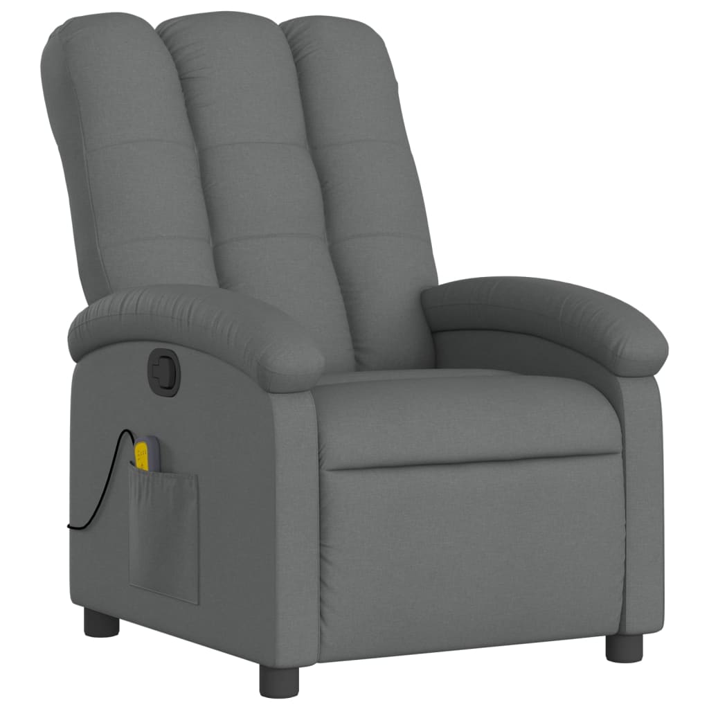 vidaXL Massage Recliner Chair Dark Gray Fabric