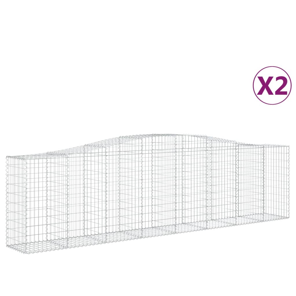 vidaXL Arched Gabion Baskets 2 pcs 157.5"x19.7"x39.4"/47.2" Galvanized Iron