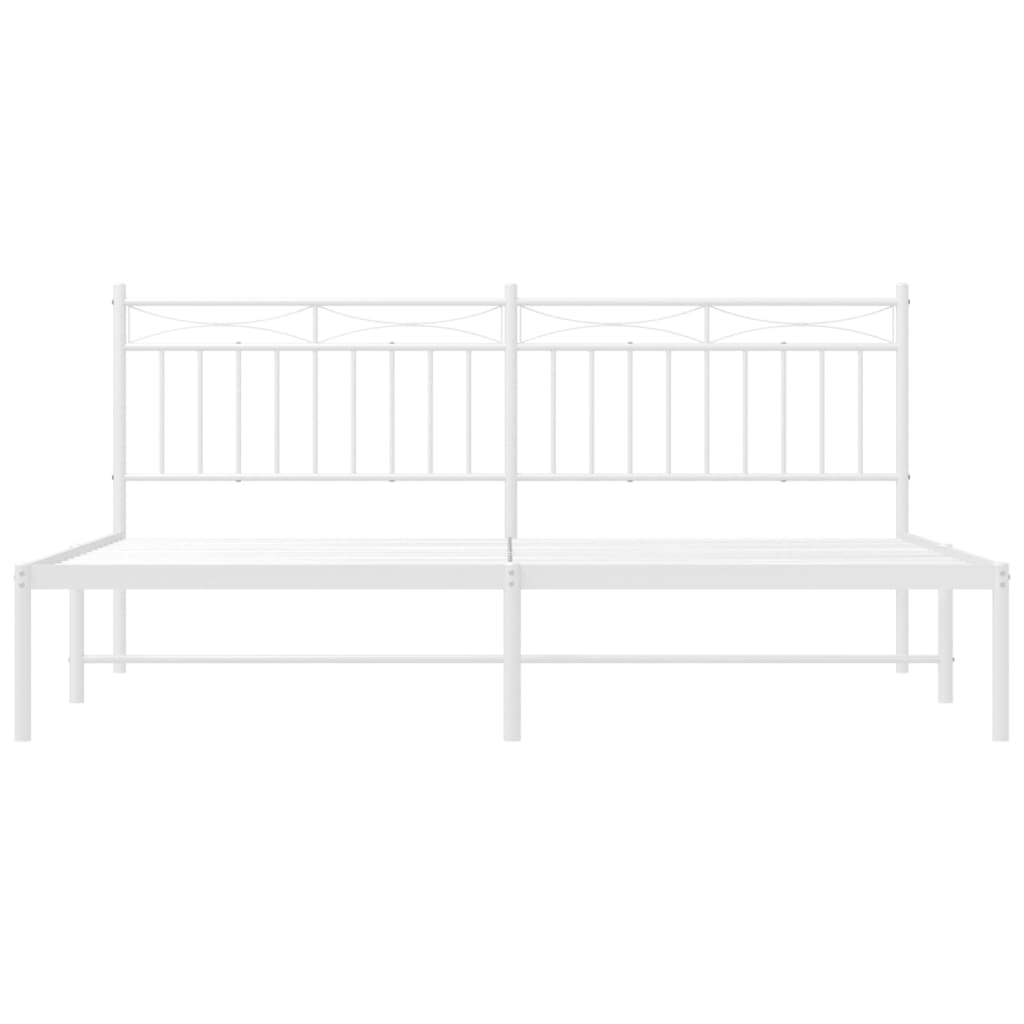 vidaXL Metal Bed Frame with Headboard White 72"x83.9" California King