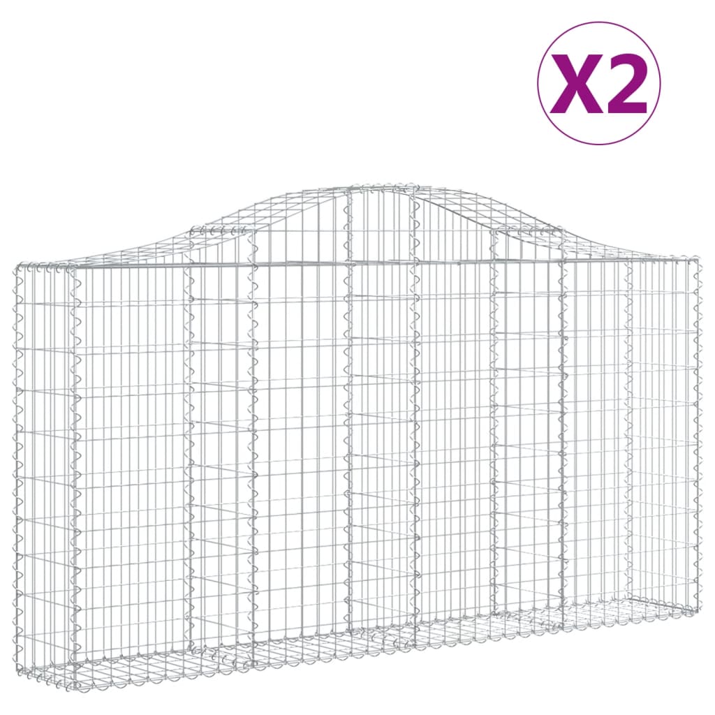 vidaXL Arched Gabion Baskets 2 pcs 78.7"x11.8"x39.4"/47.2" Galvanized Iron