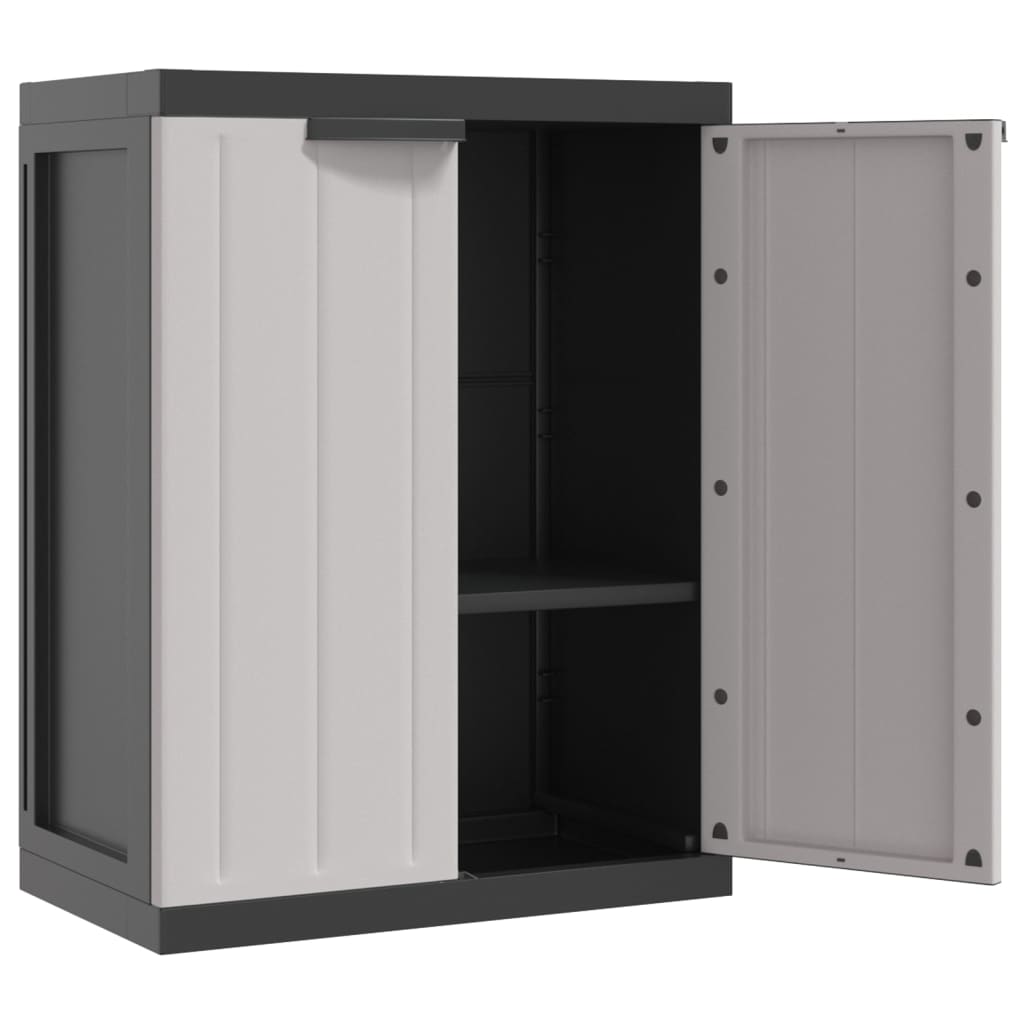 vidaXL Outdoor Storage Cabinet Gray and Black 25.6"x14.6"x33.5" PP