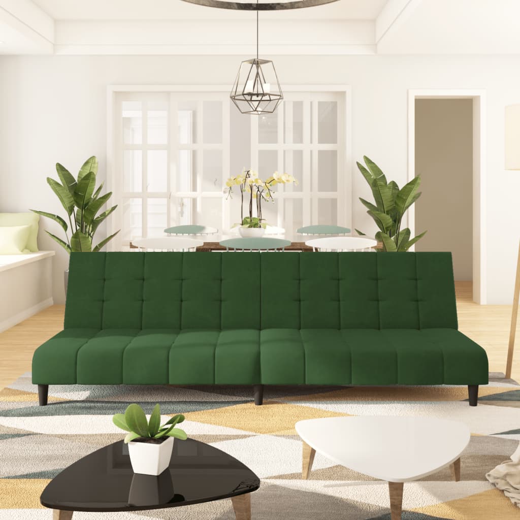 vidaXL 2-Seater Sofa Bed Dark Green Velvet