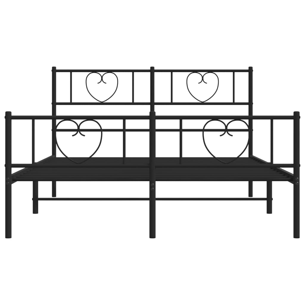 vidaXL Metal Bed Frame without Mattress with Footboard Black 59.1"x78.7"