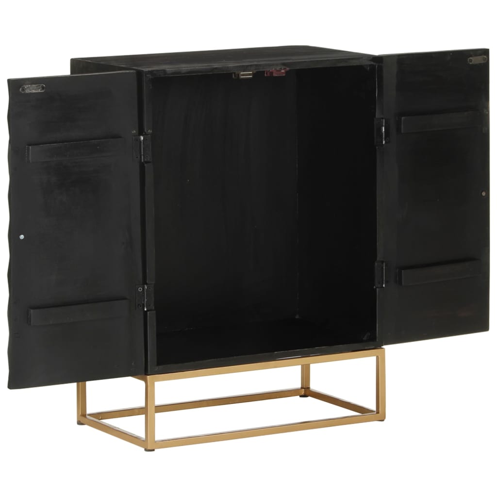 vidaXL Sideboard Black 21.7"x13.4"x29.5" Solid Wood Mango and Iron