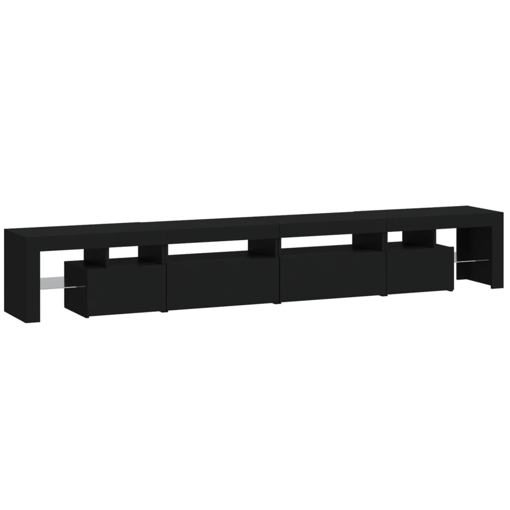 vidaXL TV Stand with LED Lights Black 102.4"x14.4"x15.7"