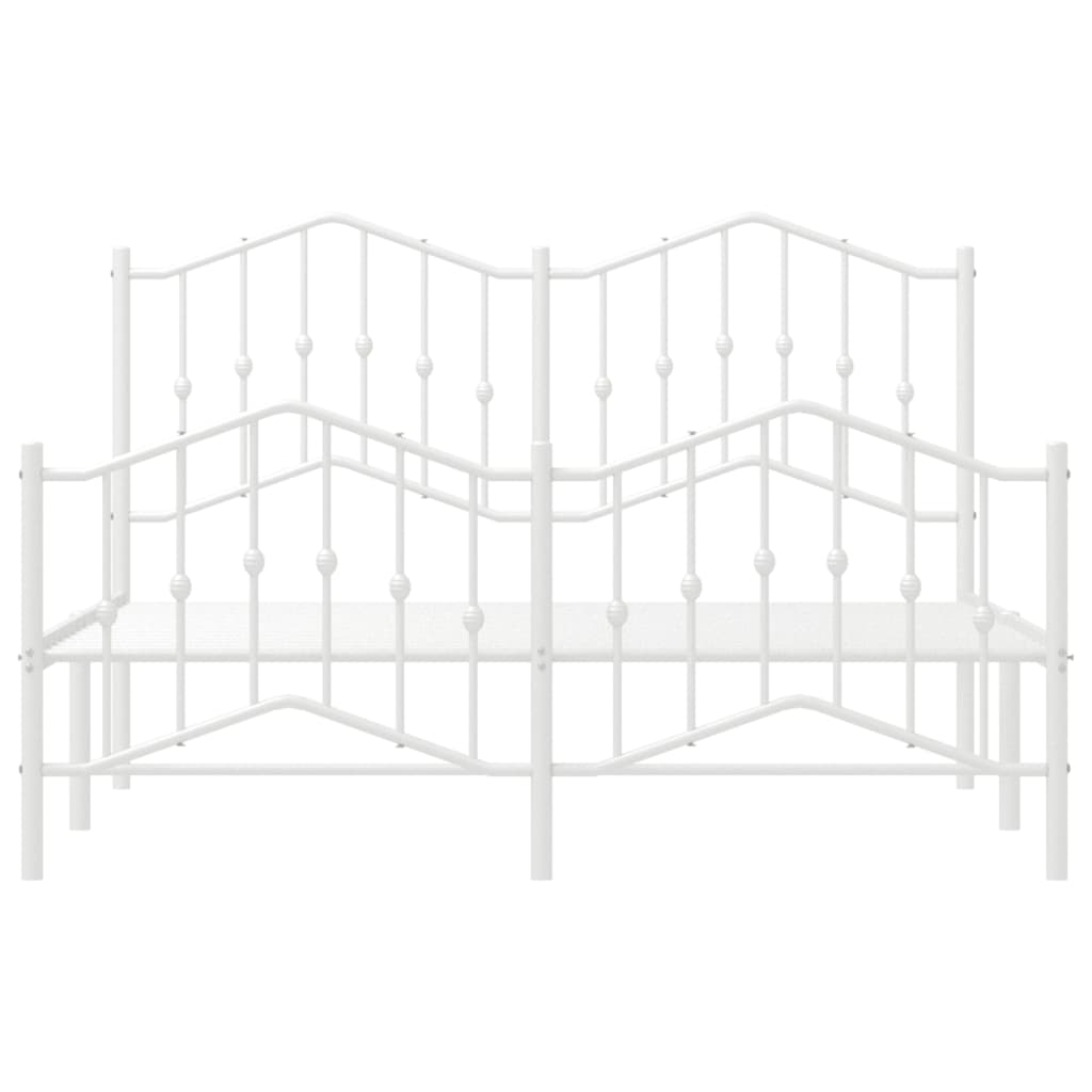 vidaXL Metal Bed Frame without Mattress with Footboard White 59.1"x78.7"