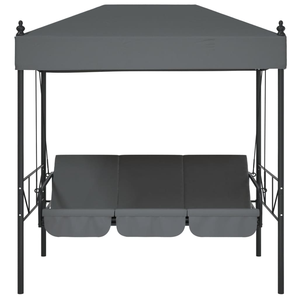 vidaXL Patio Swing Bench with Canopy Dark Gray Steel