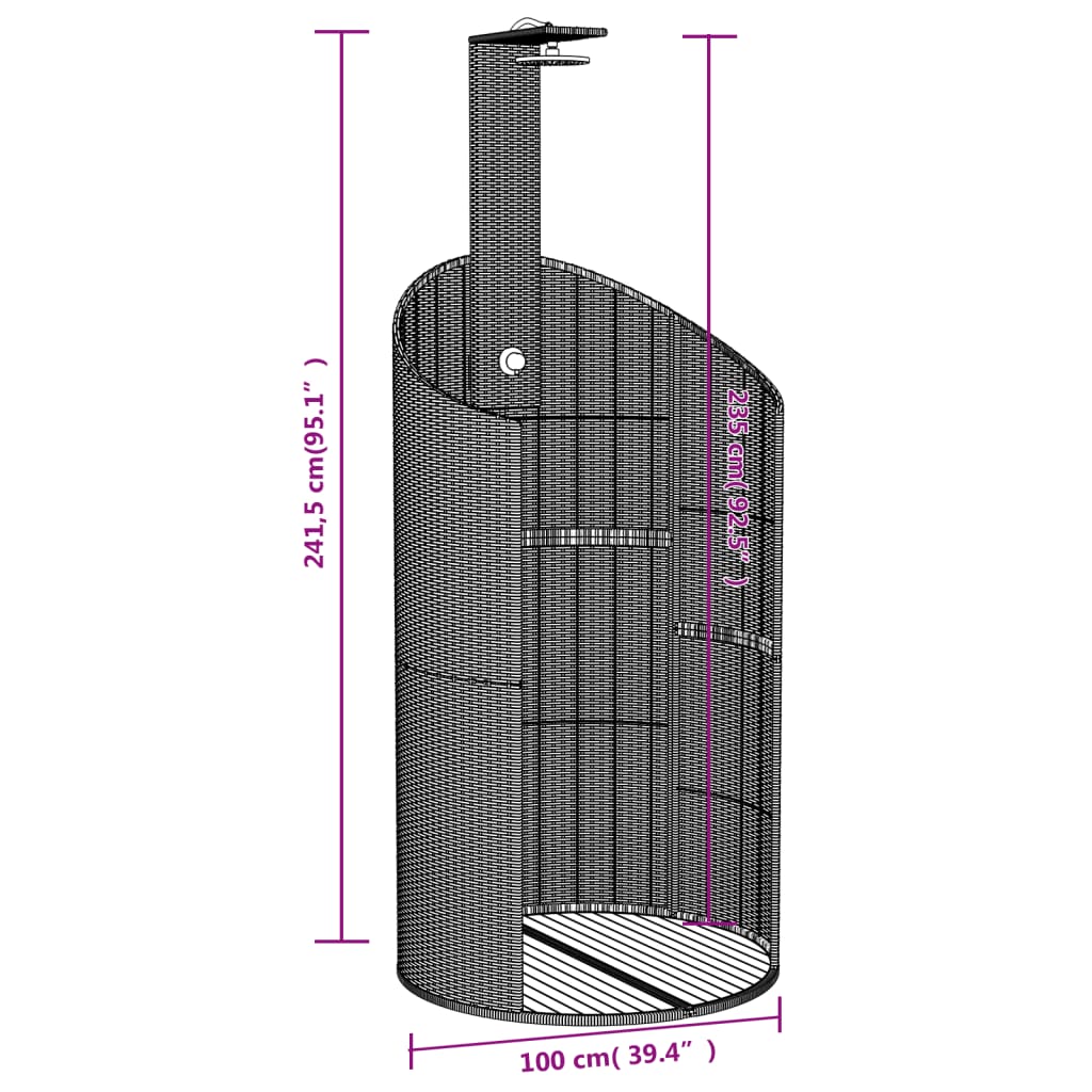 vidaXL Outdoor Shower Gray 39.4"x39.4"x95.1" Poly Rattan and Acacia Wood