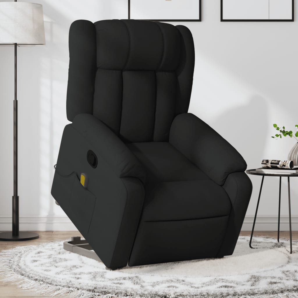 vidaXL Stand up Massage Recliner Chair Black Fabric