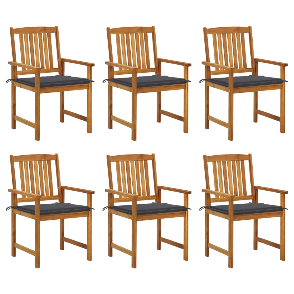 vidaXL Patio Chairs with Cushions 6 pcs Solid Acacia Wood