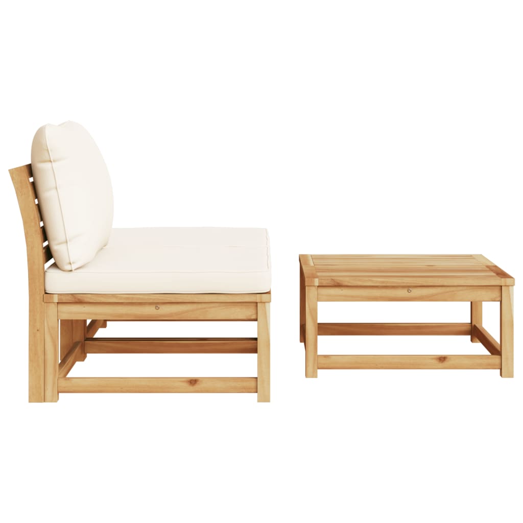 vidaXL 3 Piece Patio Lounge Set with Cushions Solid Wood Acacia