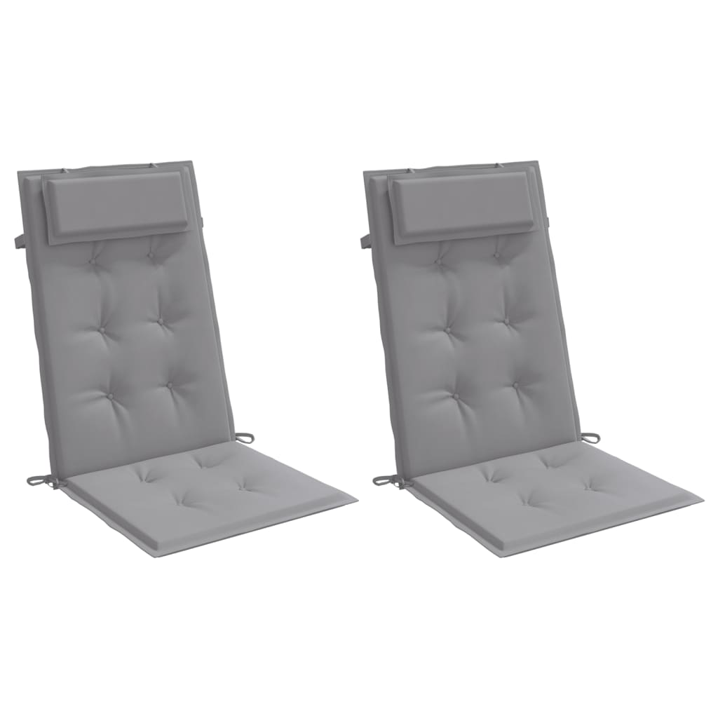 vidaXL Highback Chair Cushions 2 pcs Gray Oxford Fabric