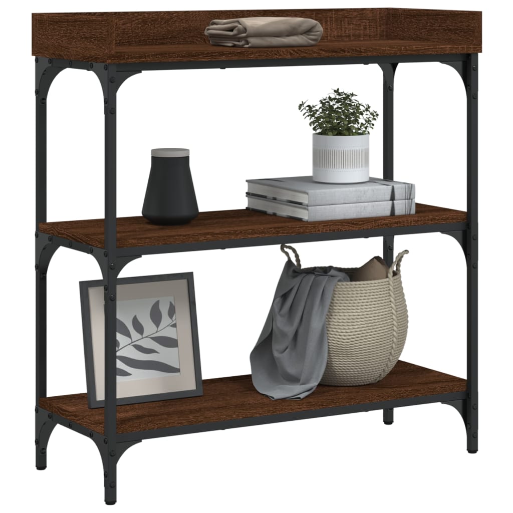 vidaXL Console Table with Shelves Brown Oak 29.5"x11.8"x31.5"