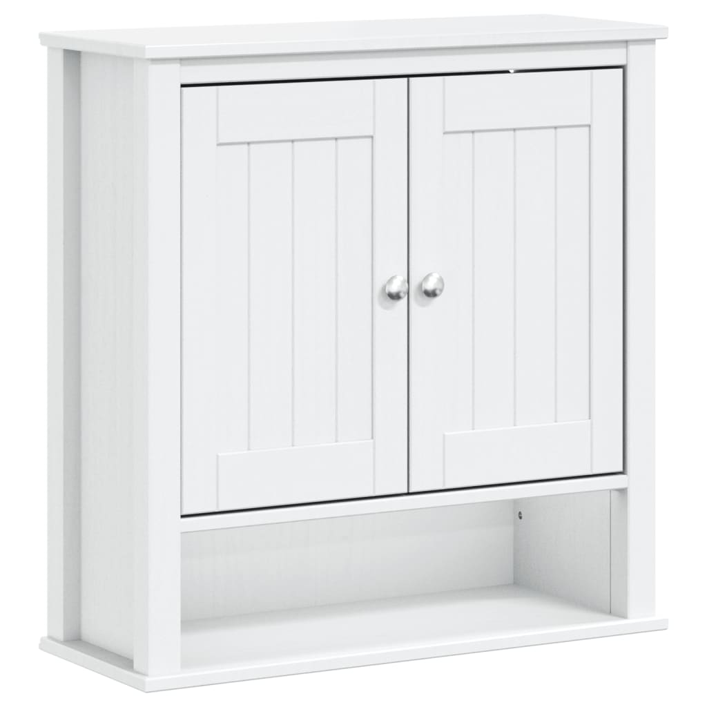 vidaXL Bathroom Wall Cabinet BERG White 27.4"x10.6"x28.1" Solid Wood