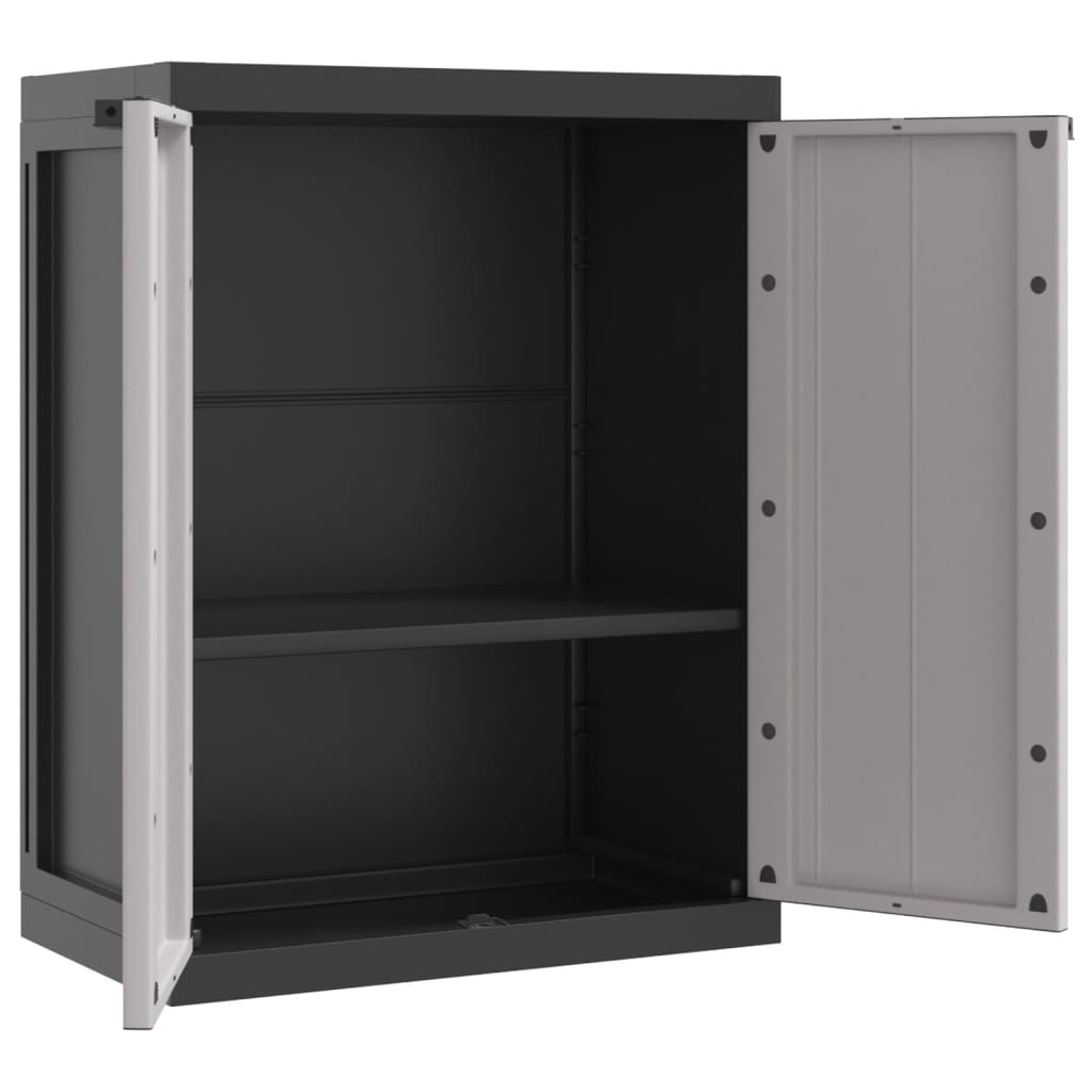 vidaXL Outdoor Storage Cabinet Gray and Black 25.6"x14.6"x33.5" PP