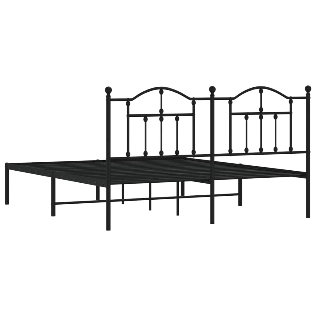 vidaXL Metal Bed Frame without Mattress with Headboard Black 72"x83.9"