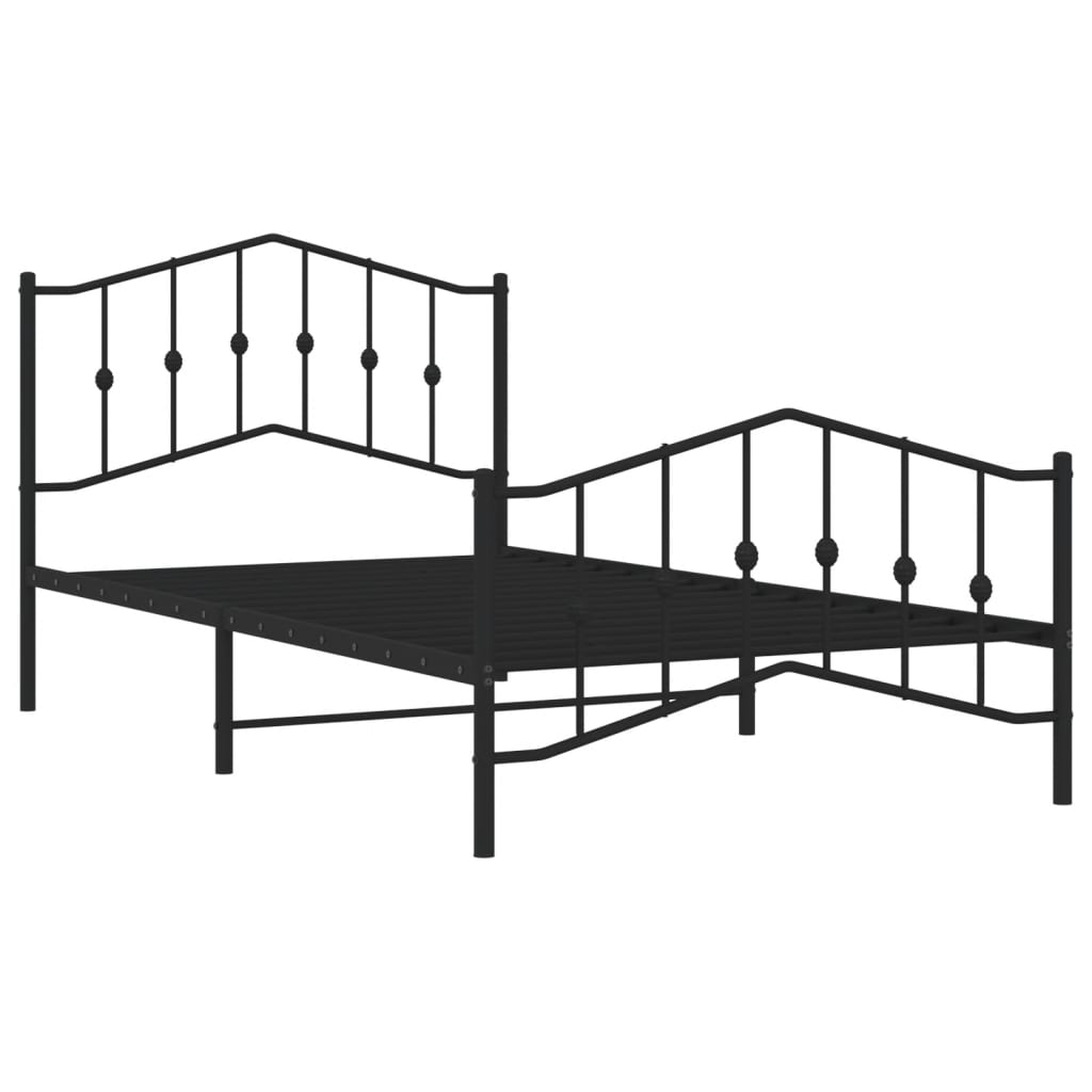 vidaXL Metal Bed Frame without Mattress with Footboard Black 39.4"x78.7"