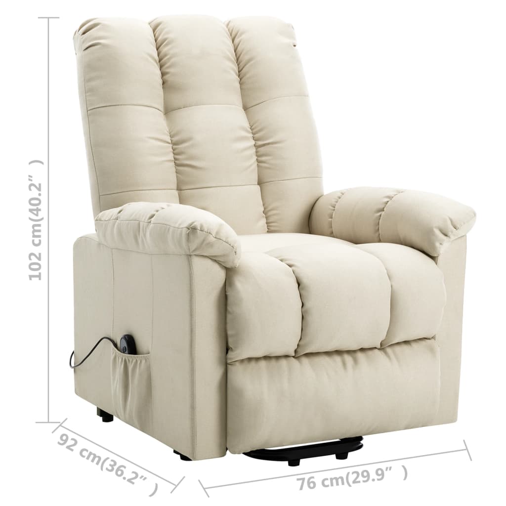 vidaXL Power Lift Recliner Cream Fabric