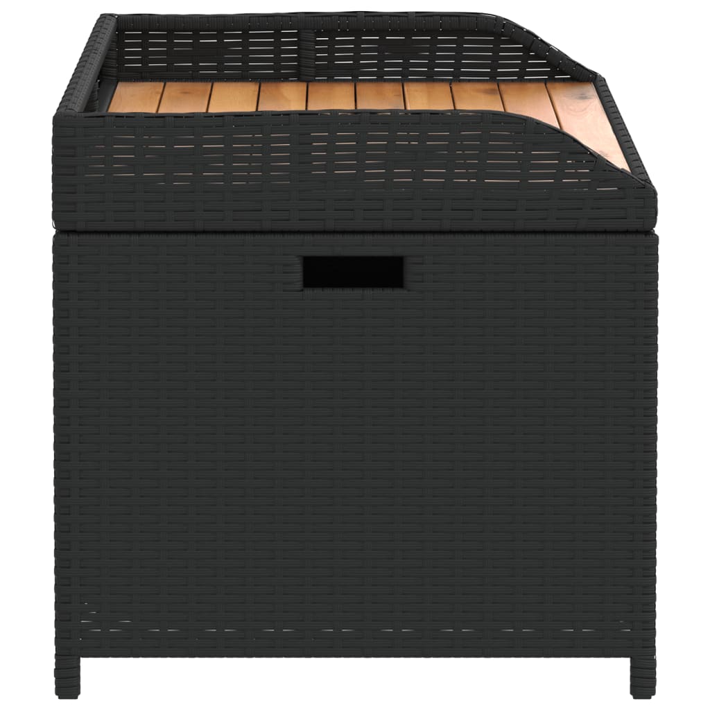 vidaXL Storage Bench Black 39.4"x19.7"x20.5" Poly Rattan and Acacia Wood