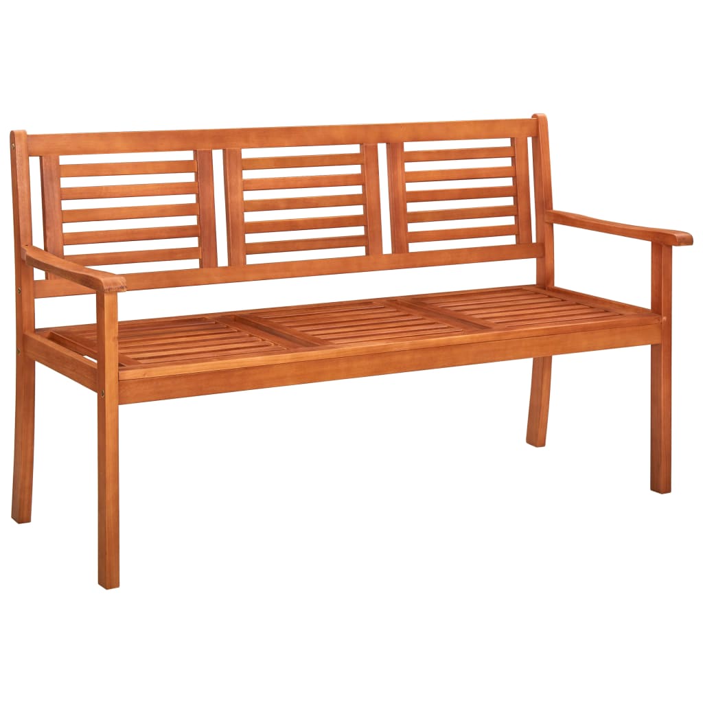 vidaXL 3-Seater Patio Bench with Cushion 59.1" Solid Eucalyptus Wood