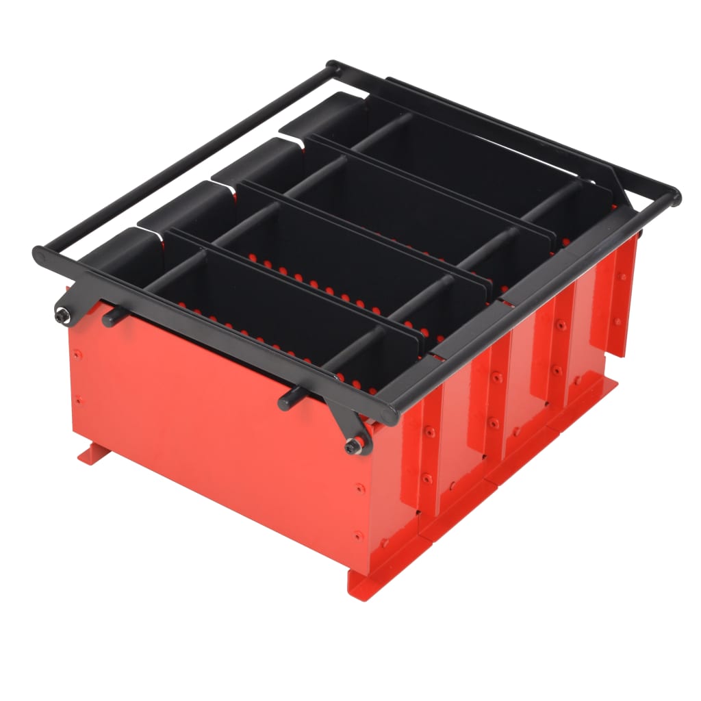 vidaXL Paper Log Briquette Maker Steel 15"x12.2"x7.1" Black and Red