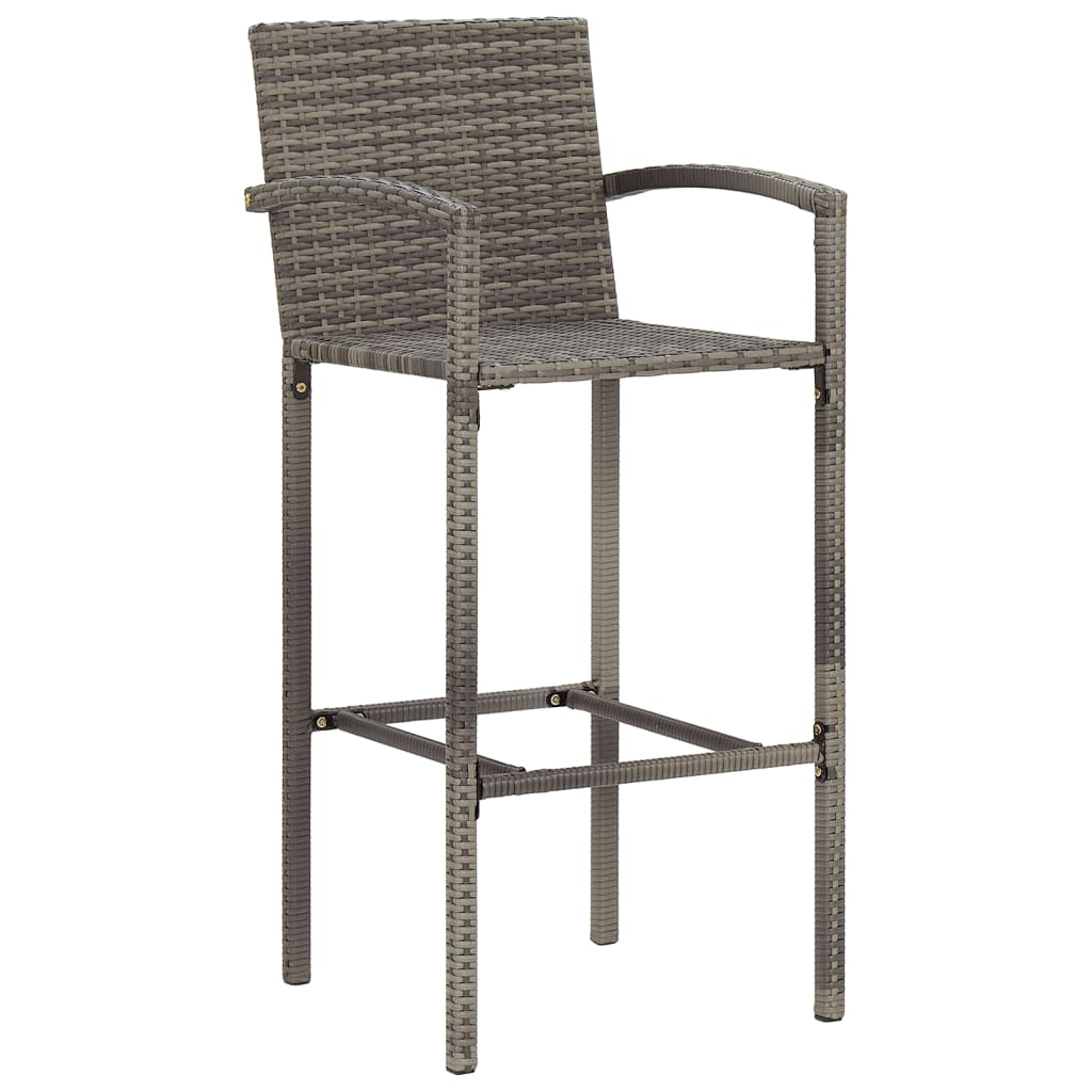 vidaXL 5 Piece Patio Bar Set Gray Solid Wood Acacia and Poly Rattan