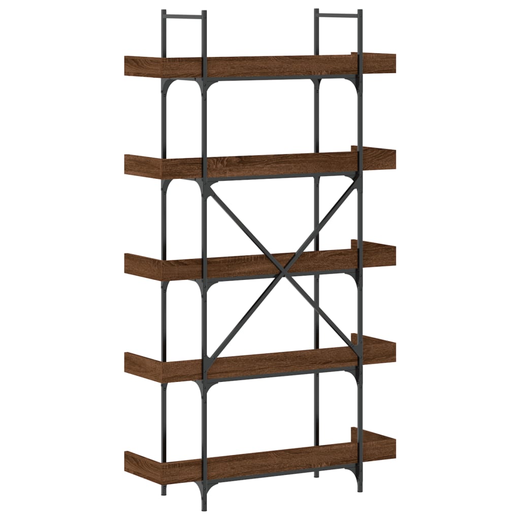 vidaXL Bookcase 5-Tier Brown Oak 39.4"x13"x71.1" Engineered Wood