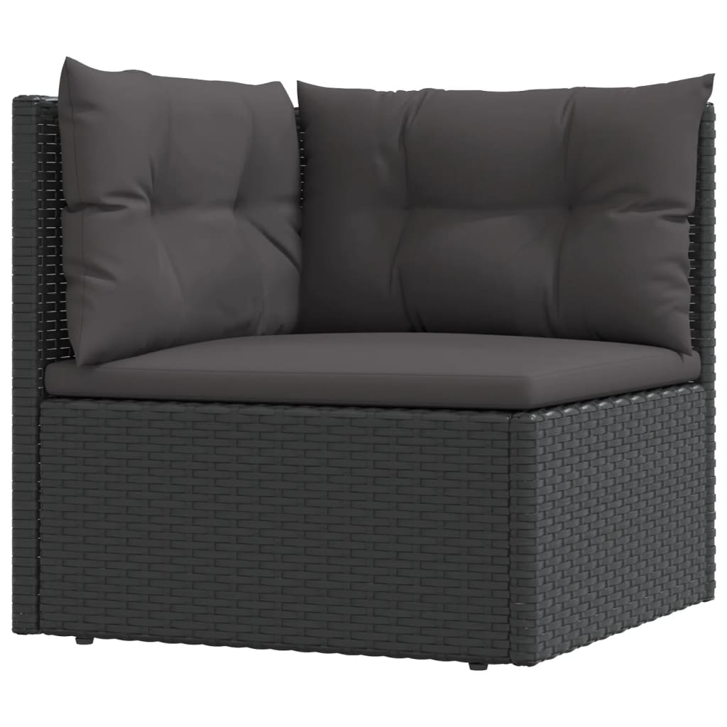 vidaXL 10 Piece Patio Lounge Set with Cushions Black Poly Rattan