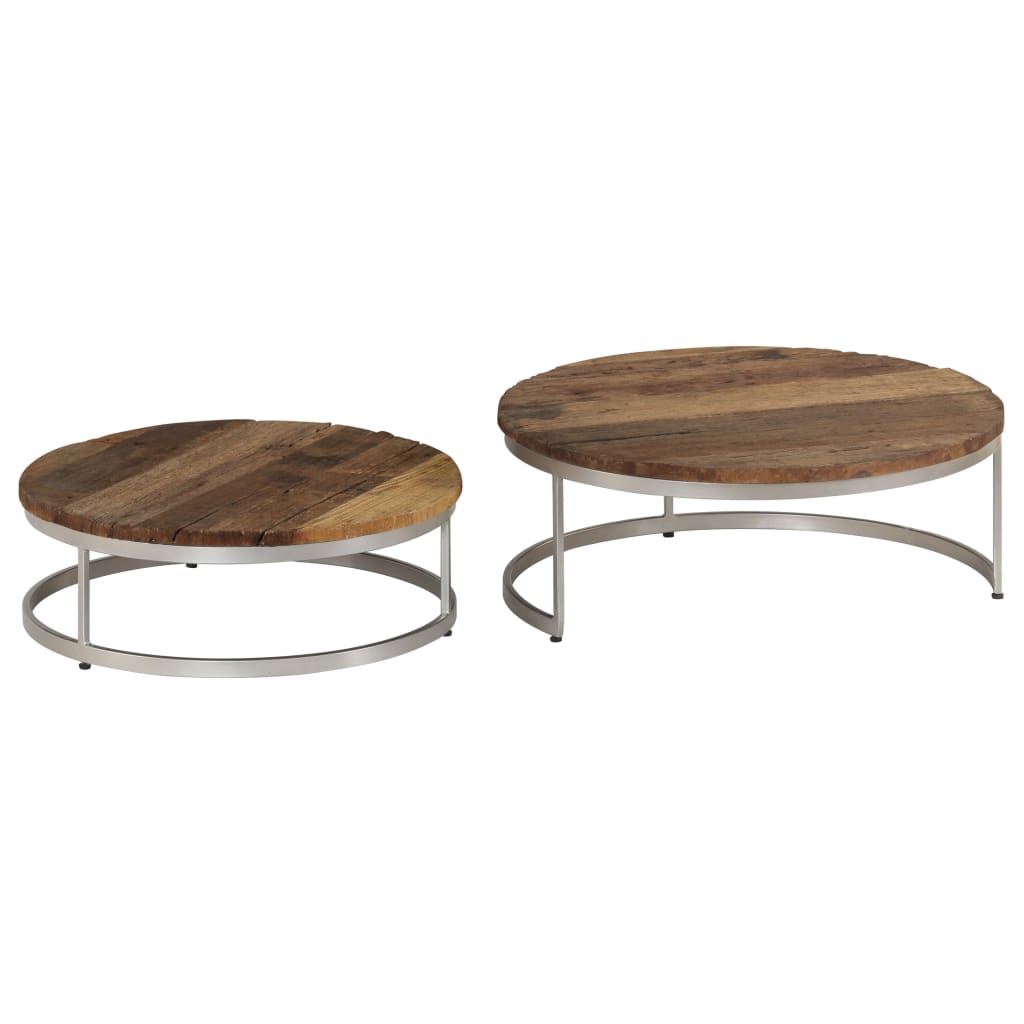 vidaXL Coffee Table Set 2 Pieces Reclaimed Wood and Steel