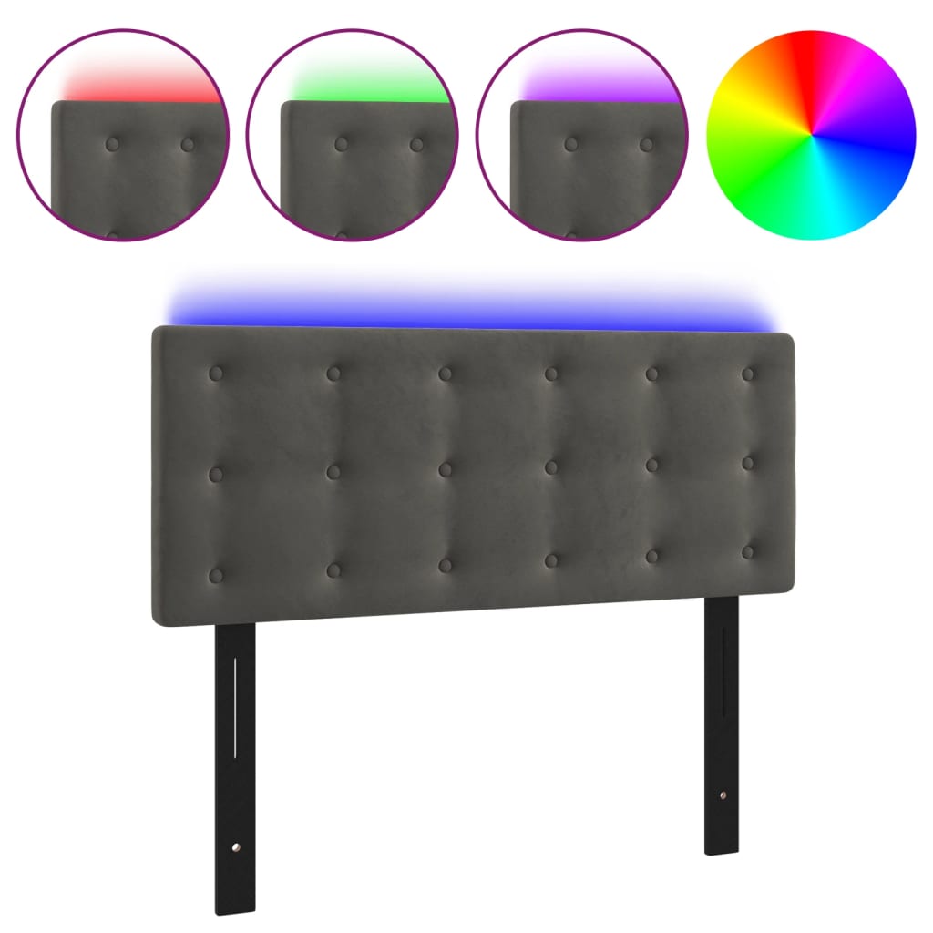 vidaXL LED Headboard Dark Gray 39.4"x2"x30.7"/34.6" Velvet