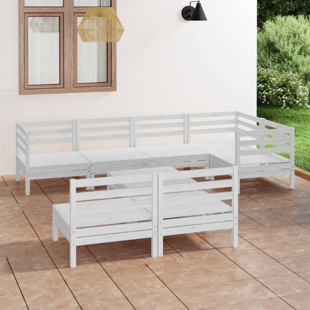 vidaXL 8 Piece Patio Lounge Set Solid Pinewood White