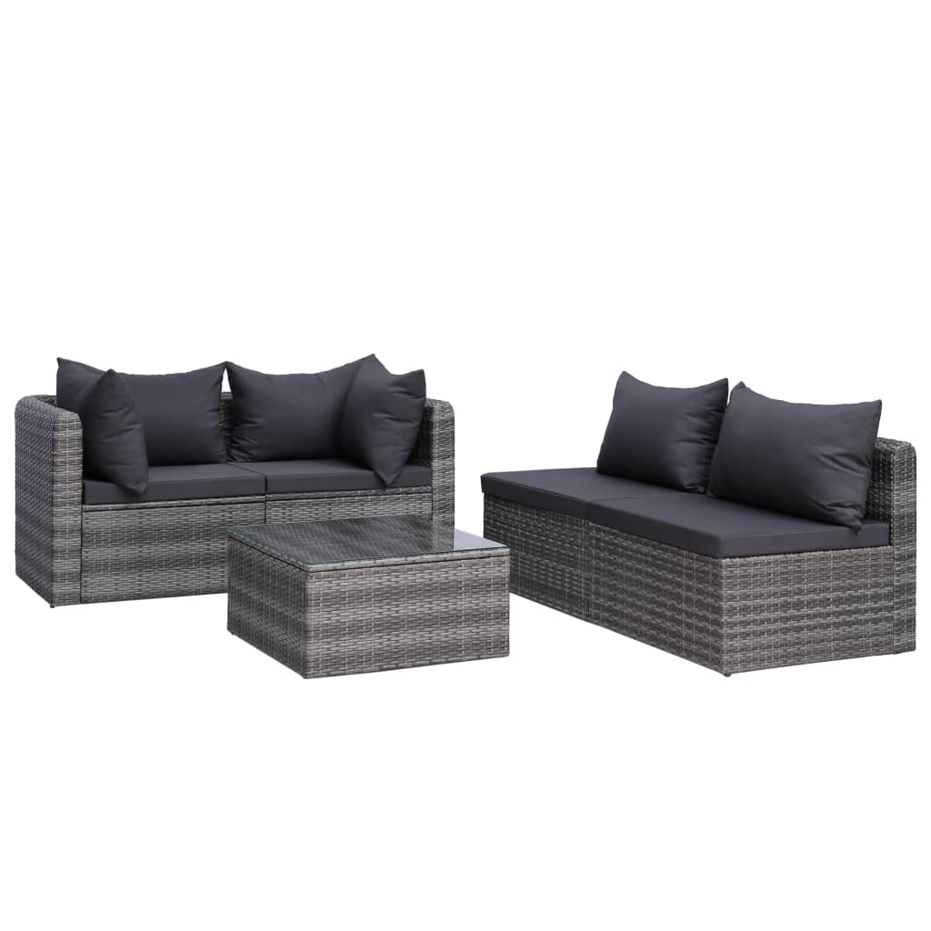 vidaXL 8 Piece Patio Lounge Set with Cushions Poly Rattan Gray