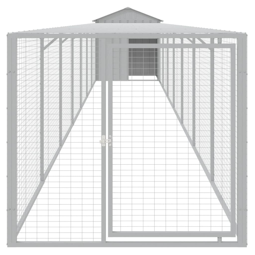 vidaXL Chicken Cage with Run Light Gray 46.1"x320.1"x48.4" Galvanized Steel