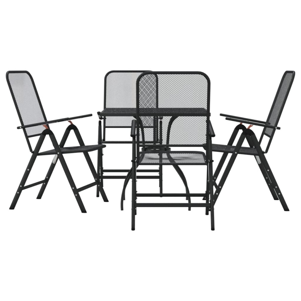 vidaXL 5 Piece Patio Dining Set Anthracite Metal Mesh