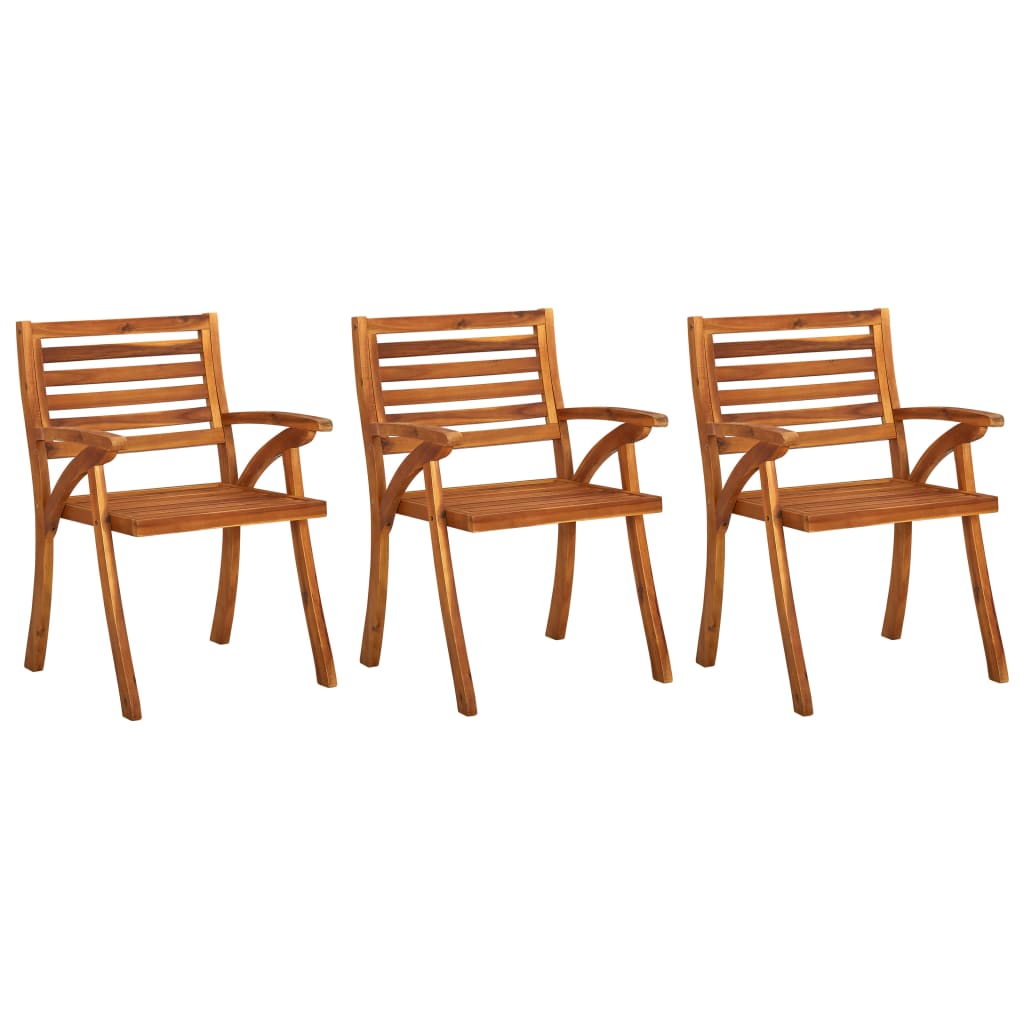 vidaXL Patio Dining Chairs with Cushions 3 pcs Solid Acacia Wood