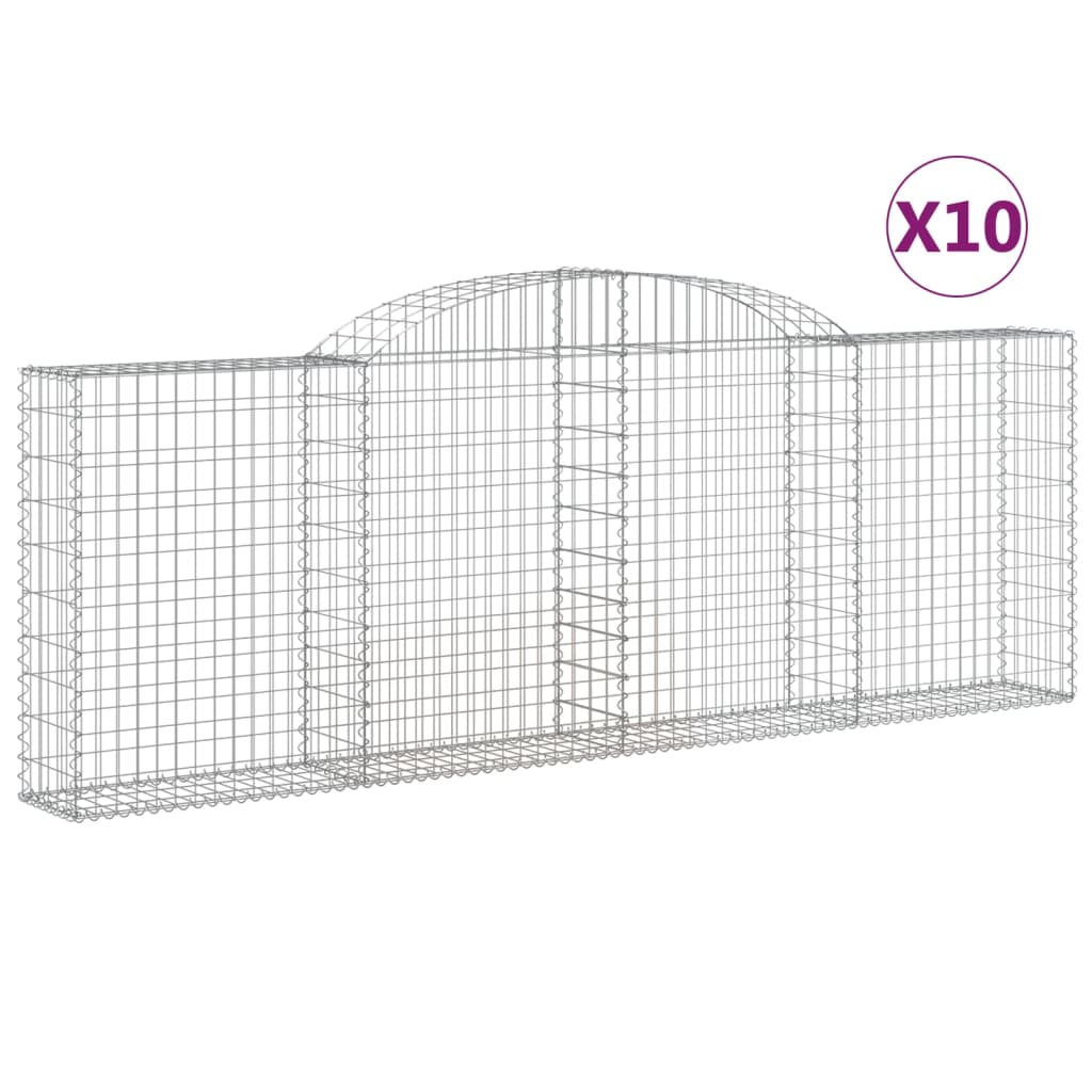 vidaXL Arched Gabion Baskets 10 pcs 118.1"x11.8"x39.4"/47.2" Galvanized Iron