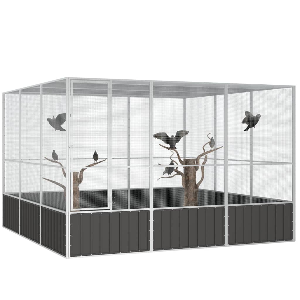 vidaXL Bird Cage Anthracite 119.1"x127.8"x83.3" Galvanized Steel