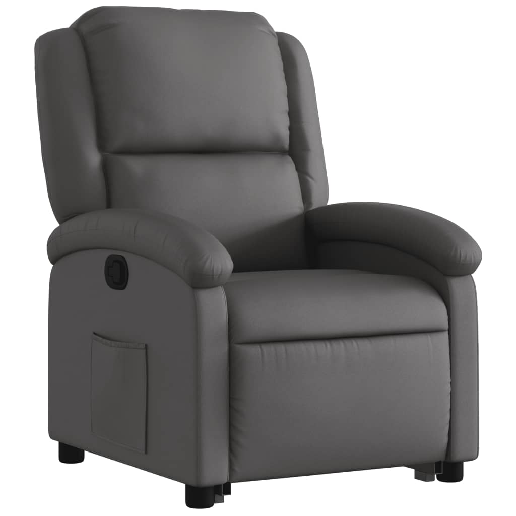 vidaXL Stand up Recliner Chair Gray Real Leather