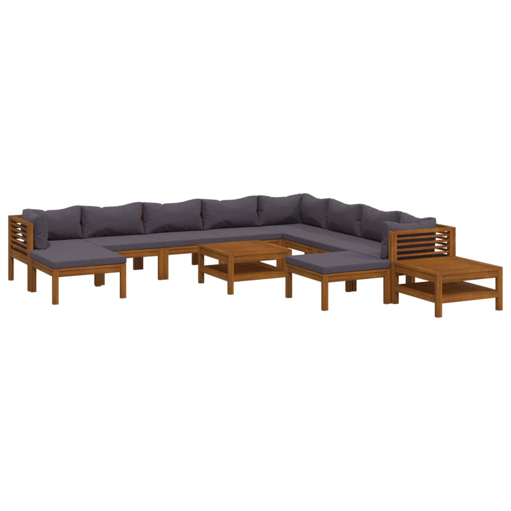 vidaXL 12 Piece Patio Lounge Set with Cushion Solid Acacia Wood